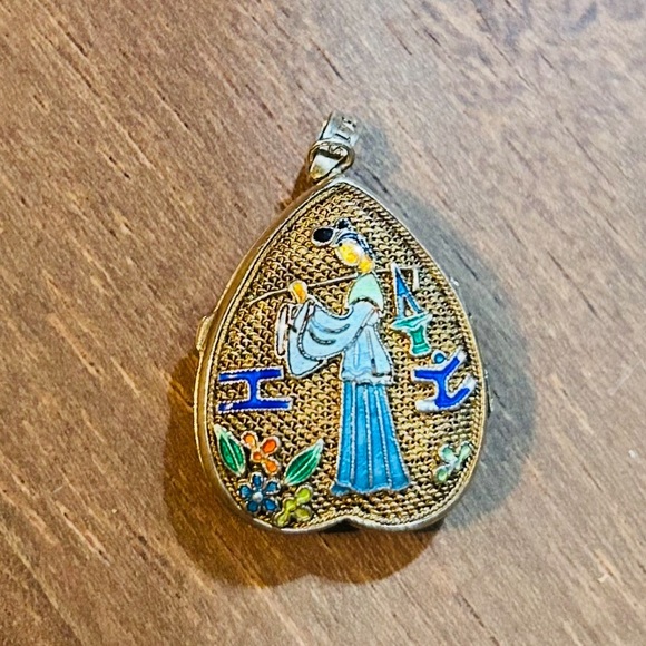 Artistic Ancient Chinese Gold and Blue Enamel Pendant - Picture 3 of 7